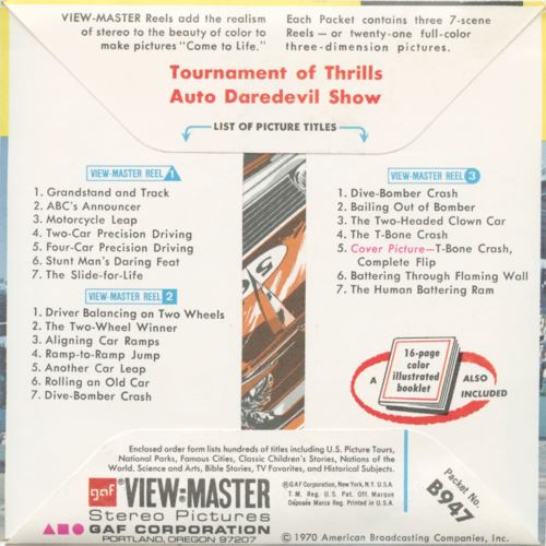 View-Master 3 Reel Packet - Tournaments of Thrills - 1960s - vintage - (B947-G1A)
