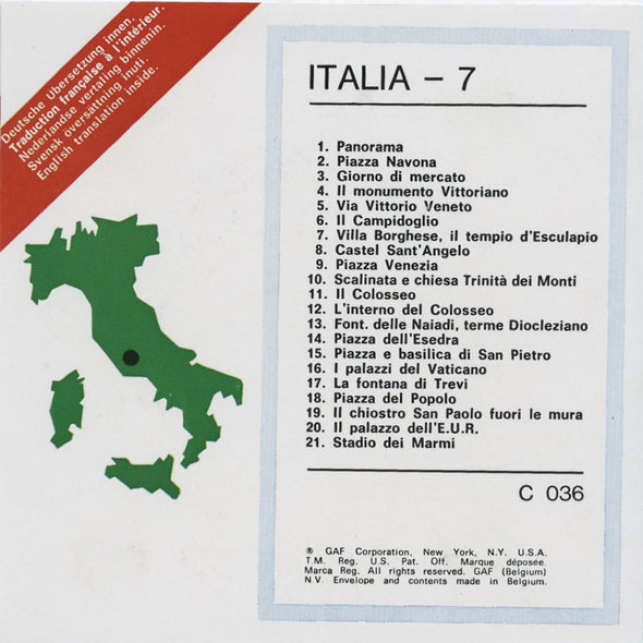 Roma Moderna - Italy Series No. 7 - View-Master 3 Reel Packet - 1970s views - vintage - C036-BG5 Packet 3Dstereo 