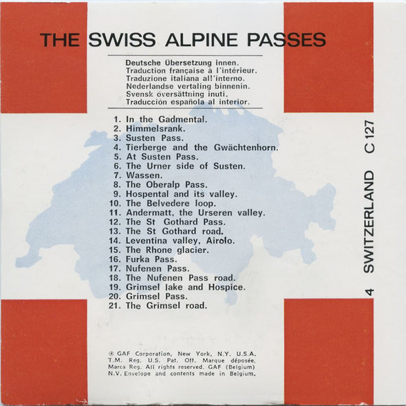 Swiss Alpine Passes - View-Master 3 Reel Packet - 1970s views - vintage - C127-BG5 Packet 3Dstereo 