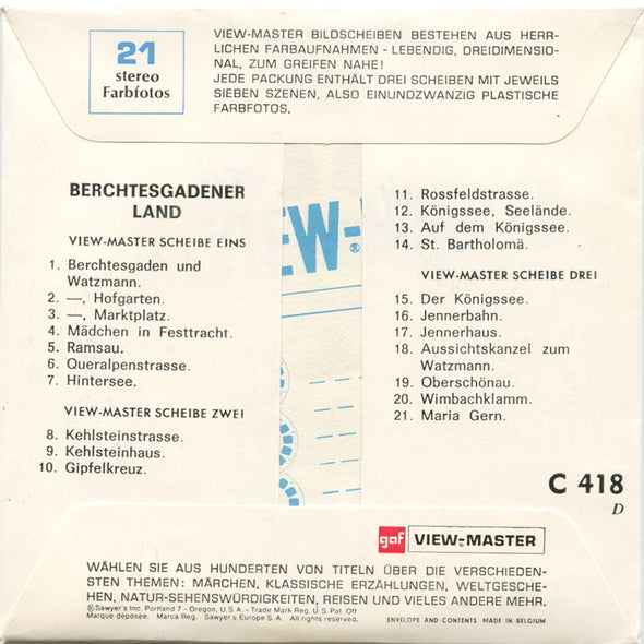 Berhtesgadener Land - View-Master 3 Reel Packet - 1960s views - vintage - (C418D-BG1) Packet 3dstereo 