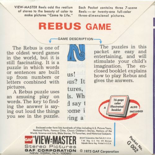 View-Master 3 Reel Packet - Rebus Game - Packet