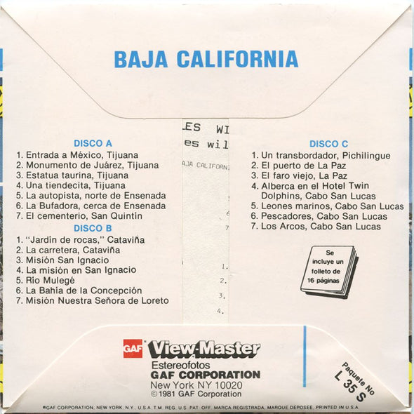 ANDREW - Baja California - View-Master 3 Reel Packet - 1981 views - vintage - L35S-G6 Packet 3dstereo 