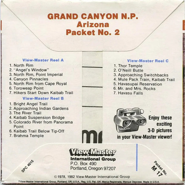 -ANDREW- Grand Canyon - View-Master 3 Reel Packet - 1980's views- vintage (M17-V1) Packet 3dstereo 