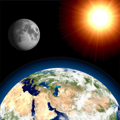 Earth, Moon and Sun - 3D Lenticular Postcard Greeting Card - Maxi Postcard 3dstereo 