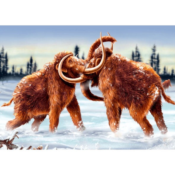 Mammoths Fighting - 3D Lenticular Postcard Greeting Card Postcard 3dstereo 