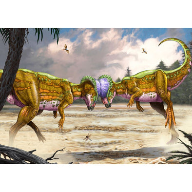 Pachycephalosaurus Fighting - 3D Lenticular Postcard Greeting Card Postcard 3dstereo 