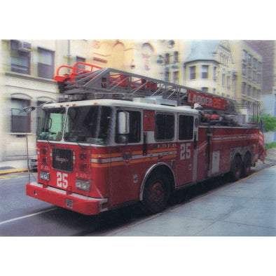 Fire Engine on Street-3D Lenticular Postcard Greeting Card 3dstereo 