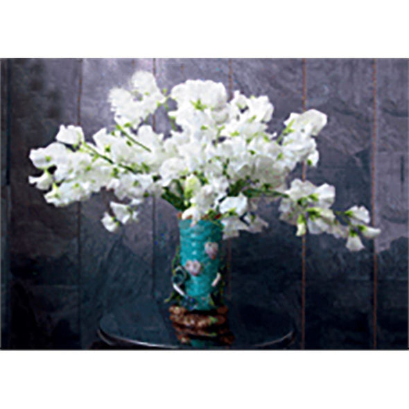 White VETCHES Flowers - 3D Lenticular Postcard Greeting Card 3dstereo 