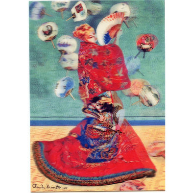 Madame Monet in Japanese kimono by Claude Monet- 3D Lenticular Postcard Greeting Card 3dstereo 