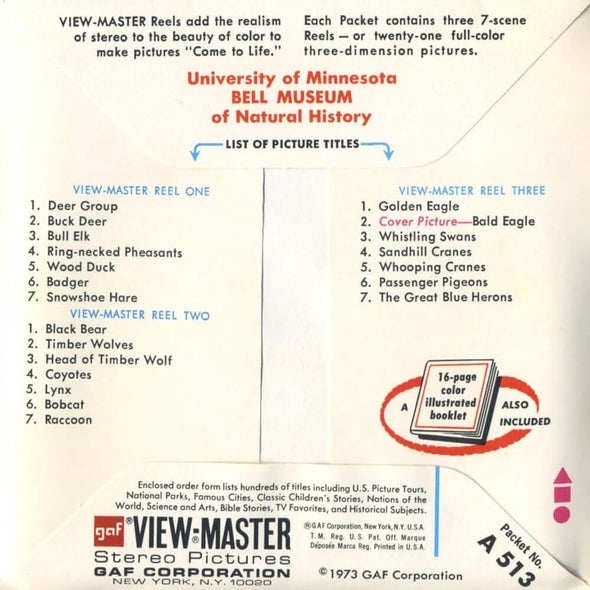 University Of Minnesota Bell Museum of Natural History - View-Master - Vintage - 3 Reel Packet - 1970s views (PKT-A513-G3Am) Packet 3dstereo 