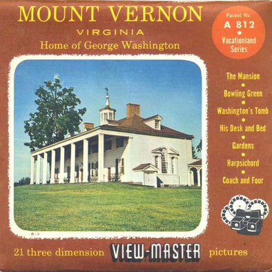 Mount Vernon, Virginia - Home of George Washington - Vintage Classic View-Master® - 3 Reel Packet - 1950s views - (PKT-A812-S4) Packet 3dstereo 