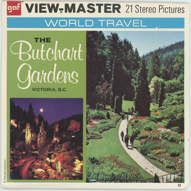 Butchart Gardens - View-Master 3 Reel Packet - 1970's view - vintage - (PKT-A016-G3B) Packet 3dstereo 