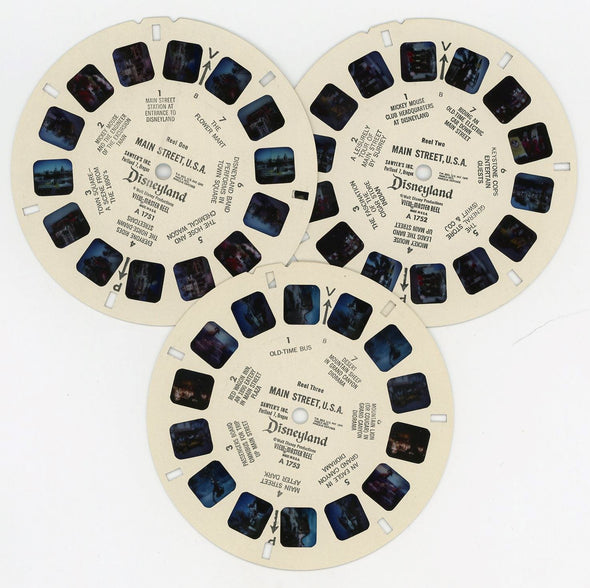 Main Street USA - Disneyland - View-Master 3 Reel Packet - 1960s views - vintage ( ECO-A175-S6B) Packet 3dstereo 