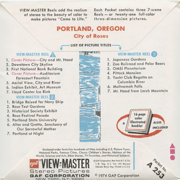 4 ANDREW - Portland City of Roses - View-Master 3 Reel Packet - 1974 - vintage - A253-G3B Packet 3dstereo 