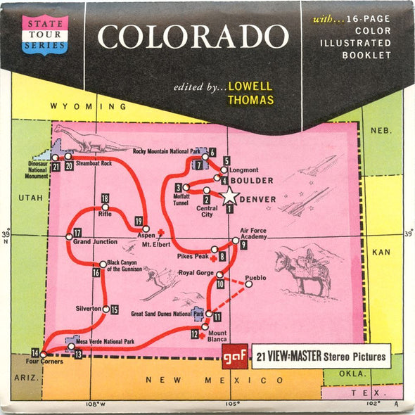 Colorado - State Tour Series - View-Master 3 Reel Map Packet - 1960s - vintage - A320-G1A Packet 3dstereo 