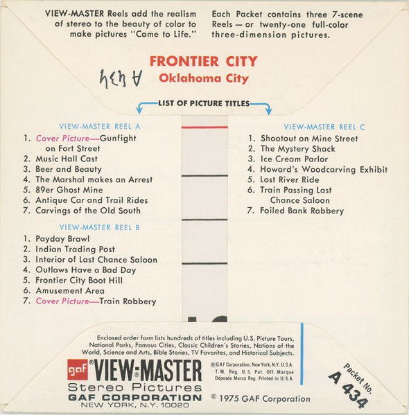 View-Master 3 Reel Packet - Frontier City - Oklahoma - Packet
