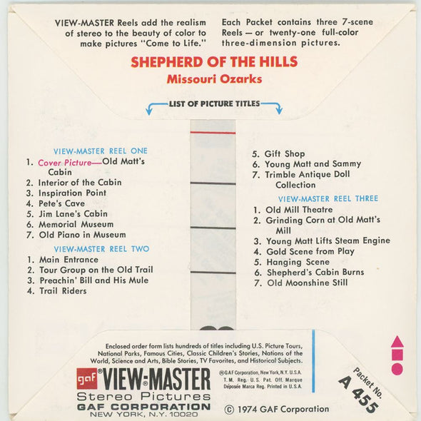 Shepherd of the Hills - View-Master - 3 Reel Packet - 1970 views - vintage - A455 Packet 3dstereo 