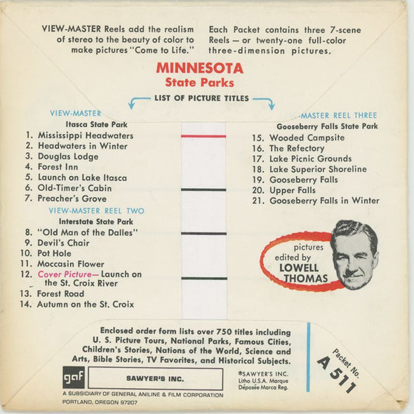 Minnesota - View-Master - 3 Reel Packet - 1960 views - vintage - A511 Packet 3dstereo 