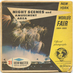 New York World's Fair - Night Scenes and Amusement Area - View-Master 3 Reel Packet - 1960s views - vintage - A672-S6 Packet 3Dstereo 