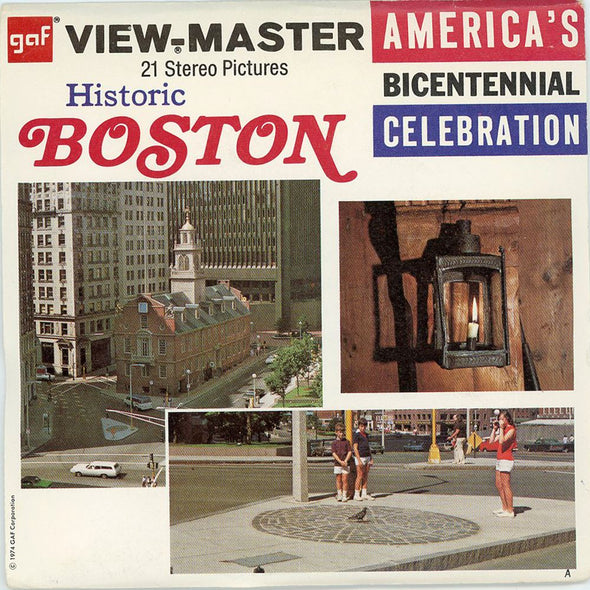 Historic Boston - View-Master 3 Reel Packet - 1970's views - vintage - ( PKT-A730-G3A) Packet 3dstereo 