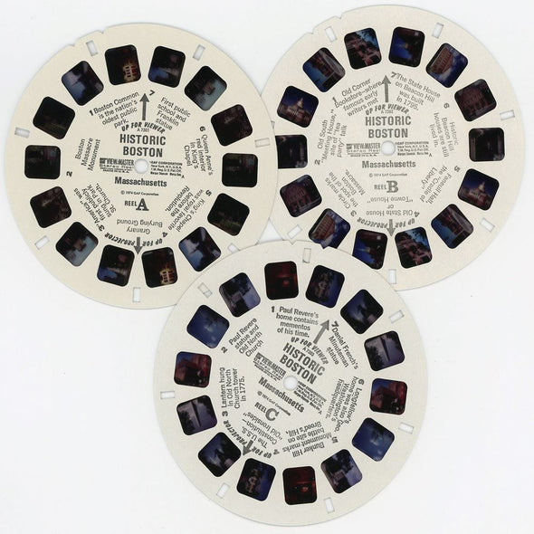 Historic Boston - View-Master 3 Reel Packet - 1970's views - vintage - ( PKT-A730-G3A) Packet 3dstereo 