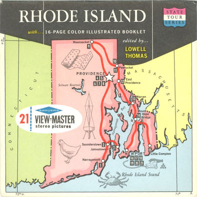Rhode Island - State Tour Series - View-Master 3 Reel Map Packet - 1960s - vintage - A740-S6A Packet 3dstereo 