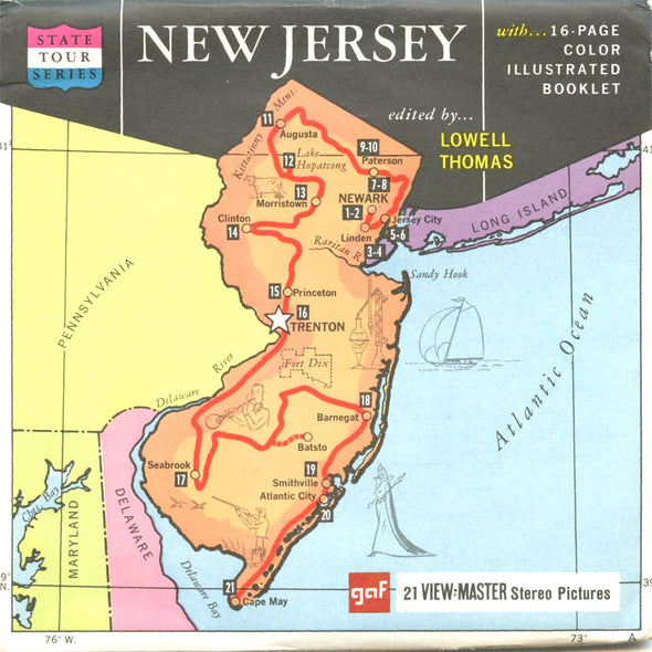 New Jersey - State Tour Series - View-Master 3 Reel Map Packet - 1960s - vintage - A760-G1A Packet 3dstereo 