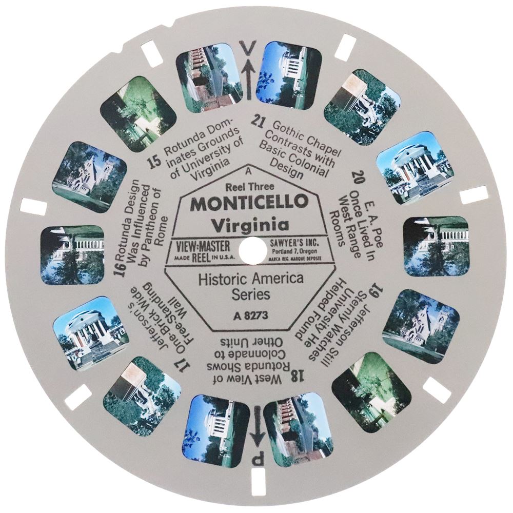 View Master A827, Monticello, The Story of America, GAF, Version A