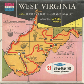 West Virginia - State Tour Series - View-Master 3 Reel Map Packet - 1960s - vintage - A835-S6A Packet 3dstereo 