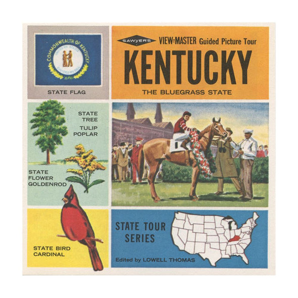 Kentucky - State Tour Series - View-Master 3 Reel Map Packet - 1960s - vintage - A845-S6A Packet 3dstereo 