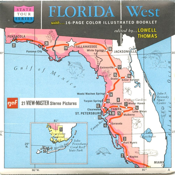 4 ANDREW - Florida West - State Tour Series - View-Master 3 Reel Map Packet - 1960s - vintage - A959-G1A Packet 3dstereo 