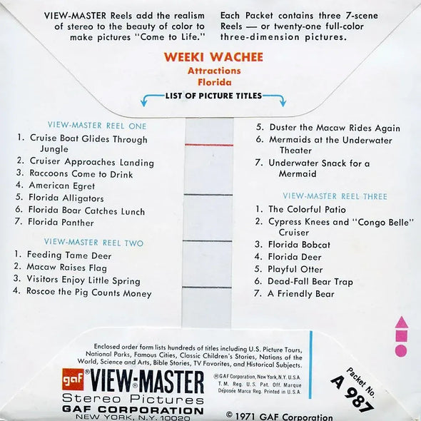 -ANDREW- Weeki Wachee. No2- View-Master 3 Reel Packet - vintage - (A987-G3B) Packet 3dstereo 