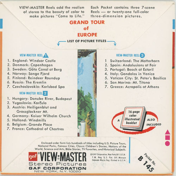 4 ANDREW - Grand Tour of Europe - View-Master 3 Reel Packet - vintage - B145-G3A Packet 3dstereo 