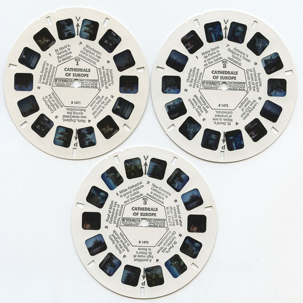 Cathedrals of Europe - View-Master 3 Reel Packet - 1970s Views - Vintage - (zur Kleinsmiede) - (B147-G3A) Packet 3dstereo 