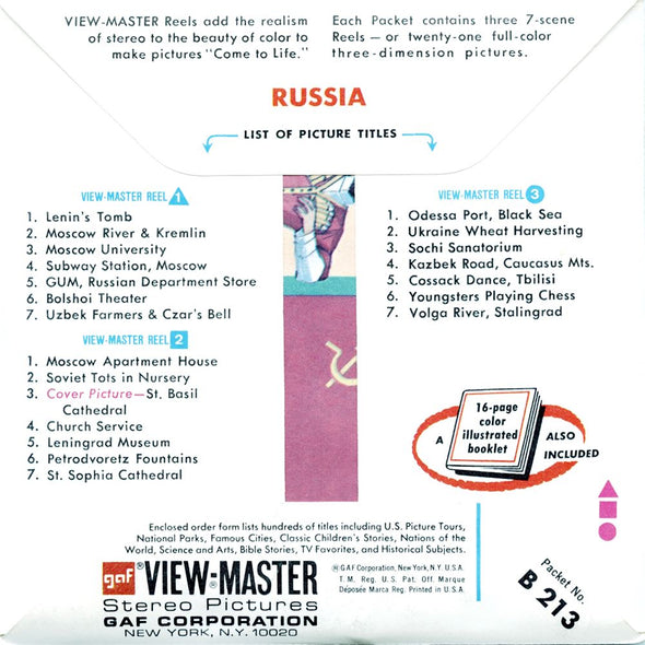 Russia - View-Master 3 Reel Packet - vintage - B213-G3A Packet 3dstereo 