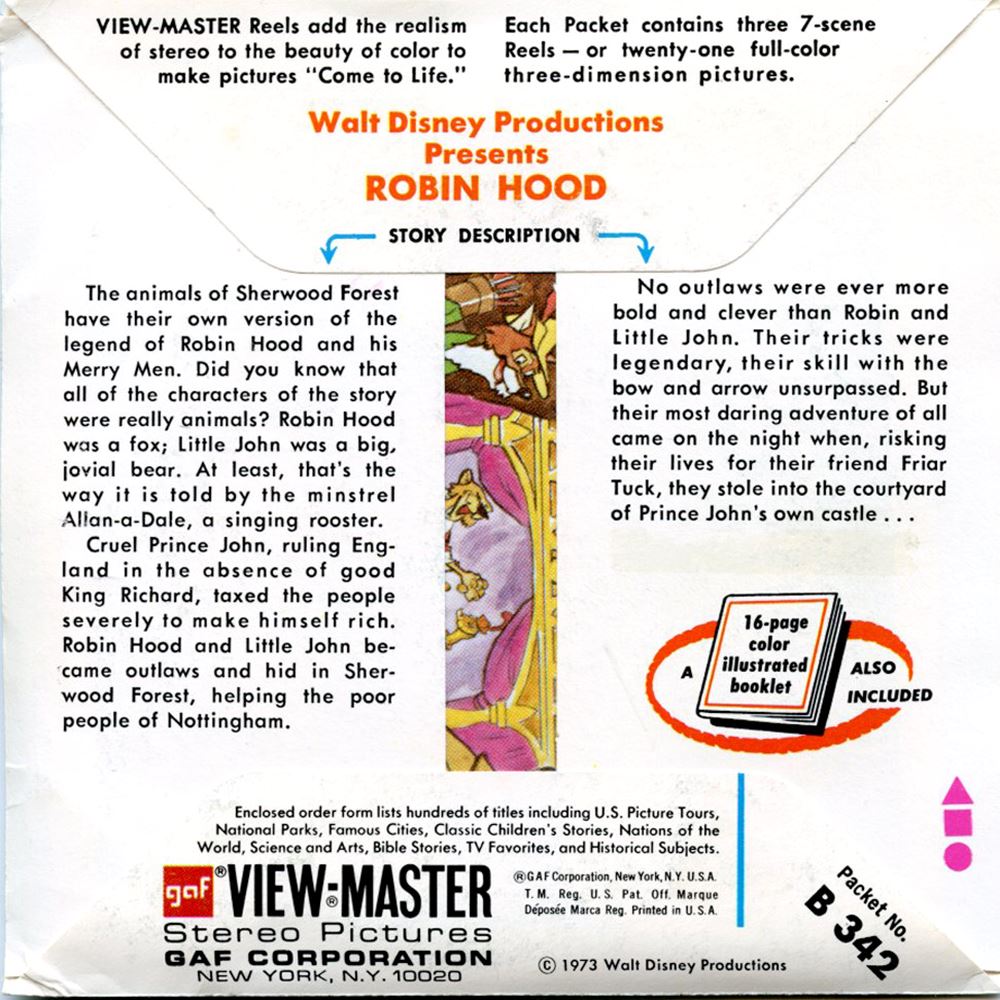 Robin Hood - View-Master 3 Reel Packet - 1970s - Vintage - (zur  Kleinsmiede) - (B342-G3A)