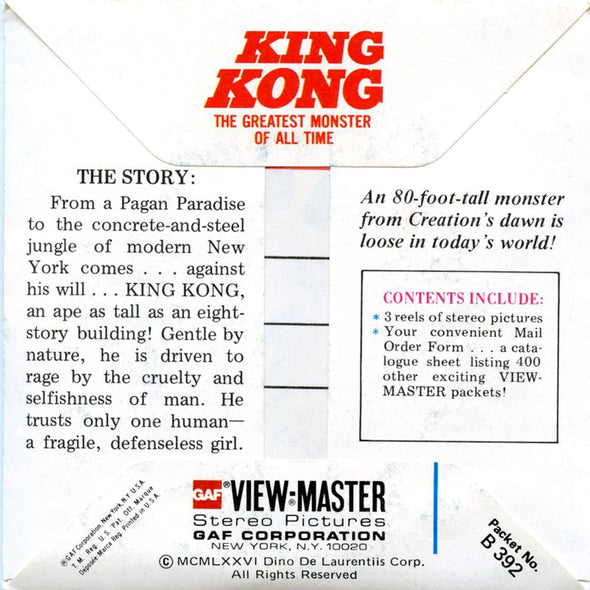 King Kong - View-Master 3 Reel Packet - 1970s - Vintage - (zur Kleinsmiede) - (B392-G5) Packet 3dstereo 