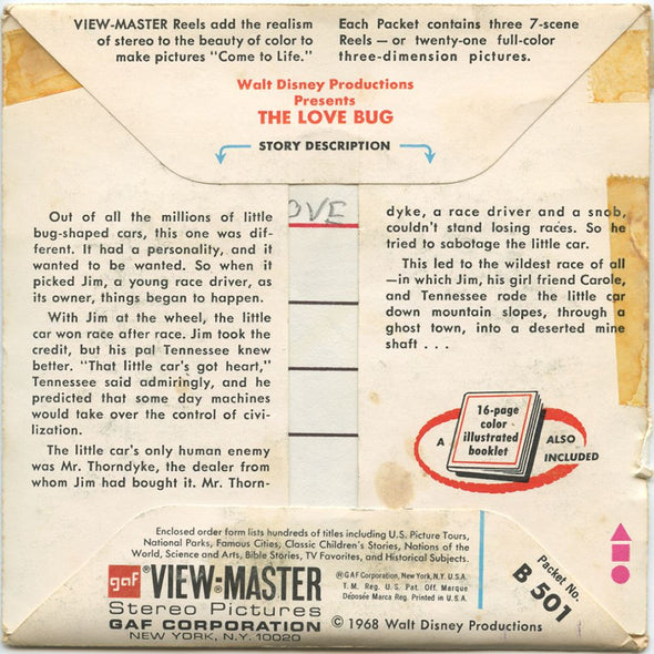 2 ANDREW - The Love Bug - View-Master 3 Reel Packet - 1970s - vintage - B501-G3A Packet 3Dstereo 