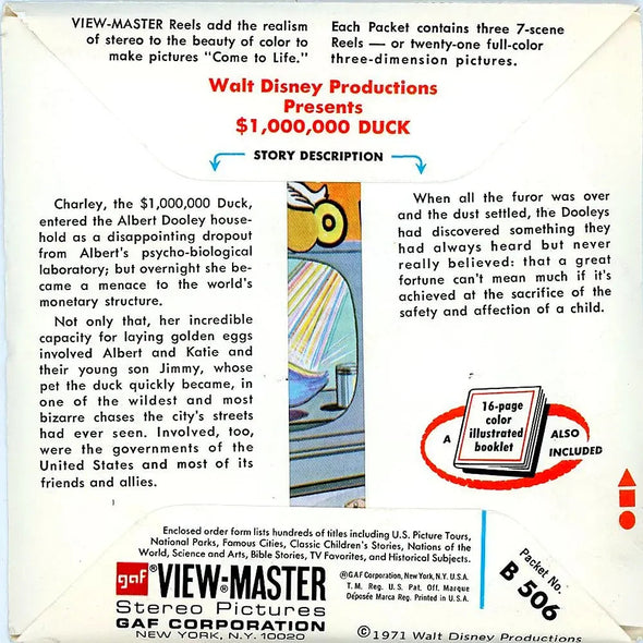 $1,000,000 Duck - View-Master 3 Reel Packet - 1970s - Vintage - (ECO-B506-G3A) Packet 3Dstereo 