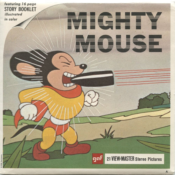 Mighty Mouse Meets Powerful Puss - View-Master 3 Reel Packet - 1960s - Vintage - (zur Kleinsmiede) - (B526-G1A) Packet 3dstereo 