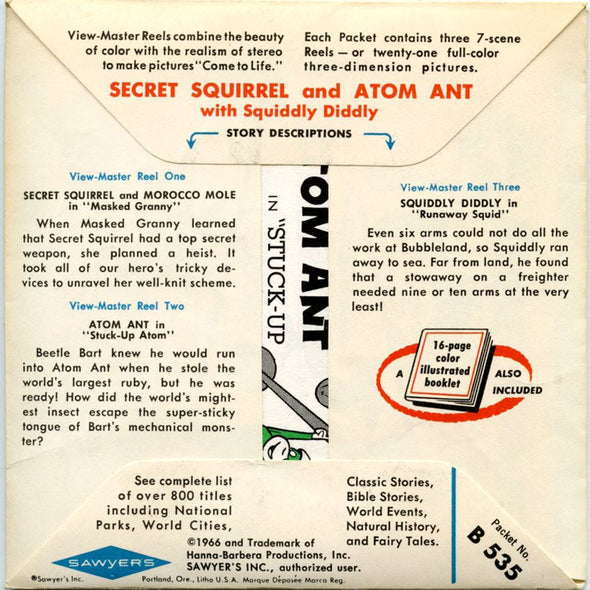 Secret Squirrel and Atom Ant - View-Master 3 Reel Packet - 1960s - Vintage - (zur Kleinsmiede) - (B535-S6A) Packet 3dstereo 