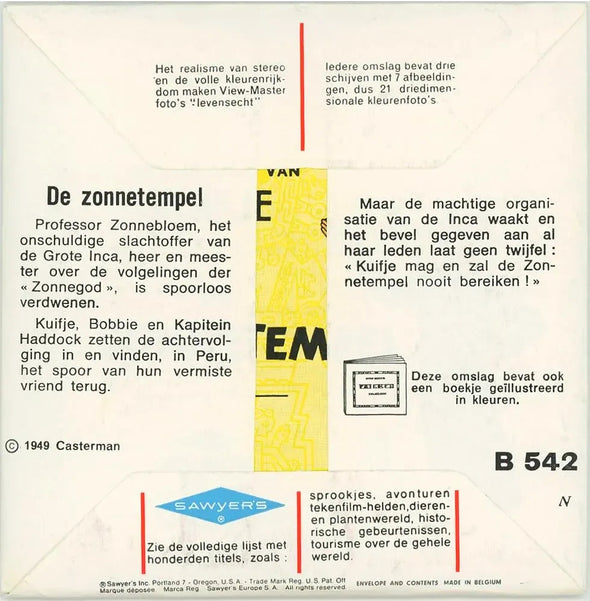 View-Master 3 Reel Packet - (Tintin) - Kuifje De Zonnetempel - 1965 - vintage - (B542N-BS6)