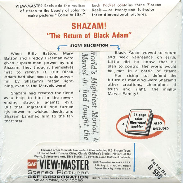 4 ANDREW - Shazam - View-Master 3 Reel Packet - 1975 - vintage - B550-G5A - Factory Sealed Packet 3Dstereo 