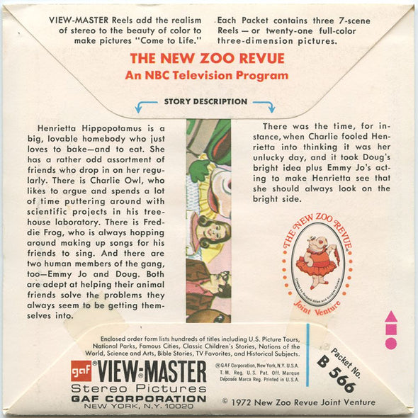 2-ANDREW-New Zoo Revue - View-Master 3 Reel Packet - 1970s - vintage - B566 Packet 3dstereo 