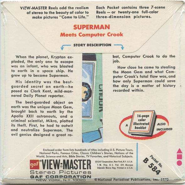 Superman - View-Master 3 Reel Packet - 1970s - vintage - (B584-G3A) Packet 3dstereo 