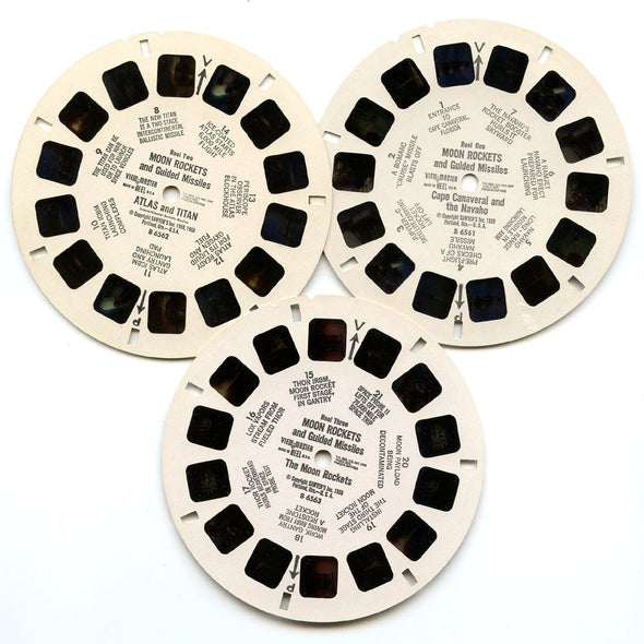 Moon Rockets and Guided Missiles - View-Master - Vintage Classic 3 Reel Packet - 1960s views (PKT-B656-S6A) Packet 3dstereo 