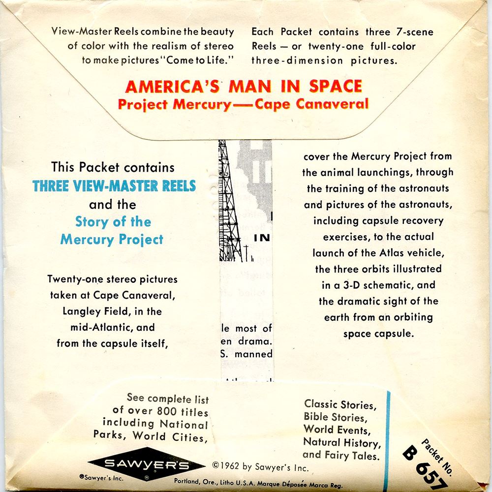 America's Man in Space - View-Master 3 Reel Packet - 1960s - vintage - –