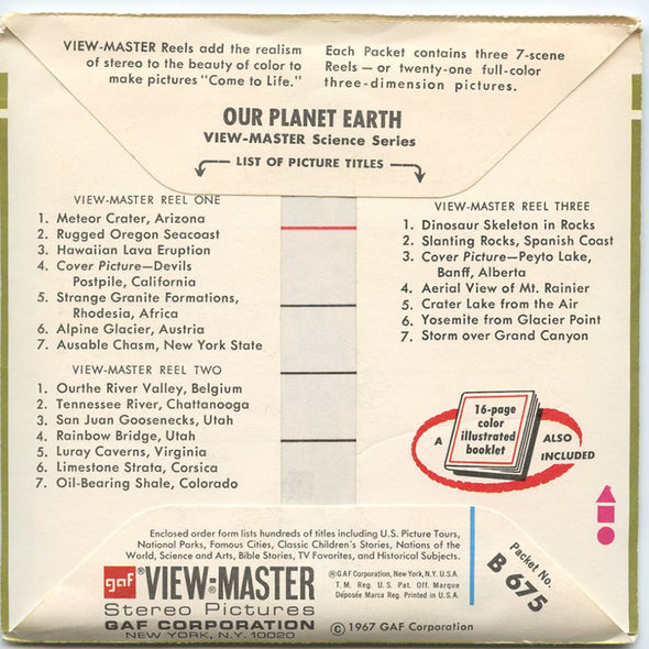 2 ANDREW - Our Planet Earth - View-Master 3 Reel Packet - 1970's - vintage - B675 -G3 Packet 3dstereo 