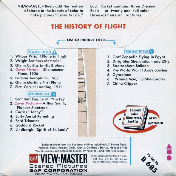 4 ANDREW - History of Flight - View Master 3 Reel Packet - 1974 - vintage - B685-G3A Packet 3dstereo 