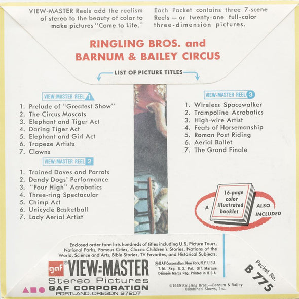 4 ANDREW - Ringling Bros. Circus - View-Master 3 Reel Packet - 1969 - vintage - B775-G1A Packet 3dstereo 
